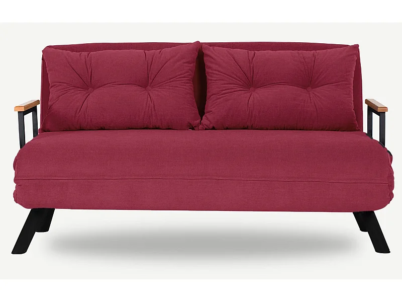 Canapé convertible tissu Sylvano-Couleur Bordeaux-2 places