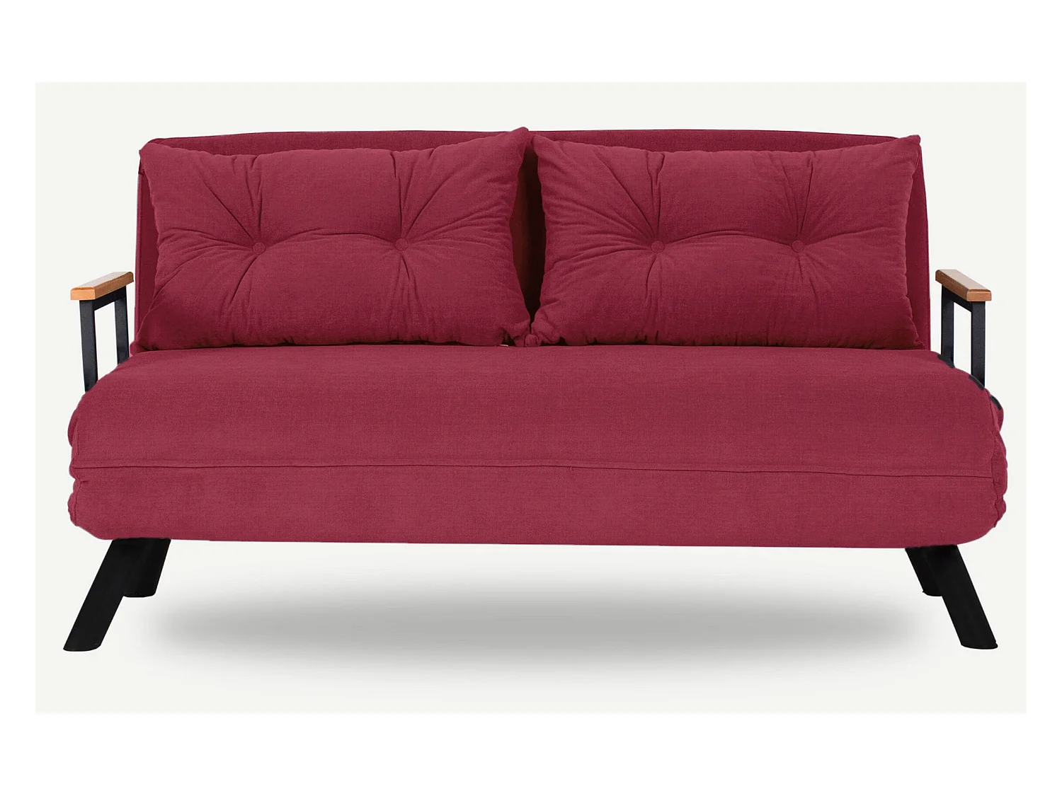Canapé convertible tissu Sylvano-Couleur Bordeaux-2 places