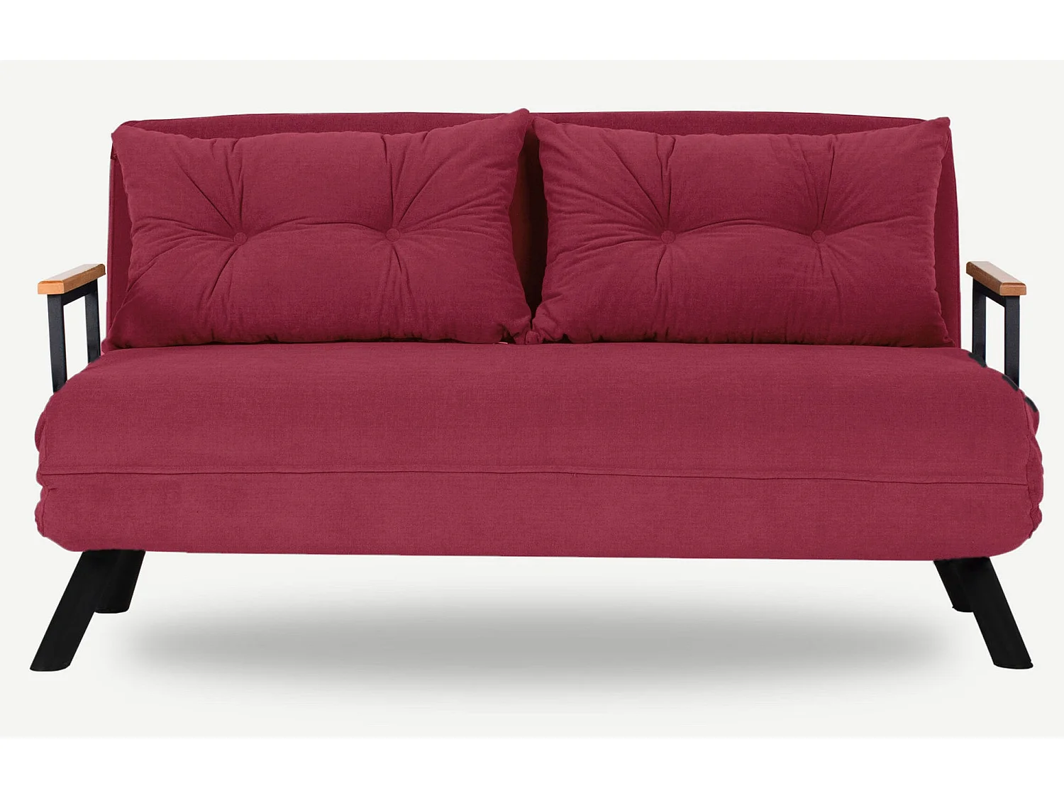 Canapé convertible tissu Sylvano-Couleur Bordeaux-2 places