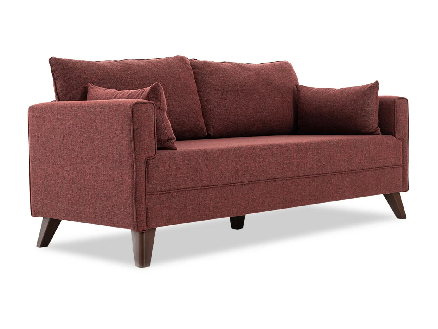 Canapé convertible 3 places tissu bordeaux Kandy 208cm