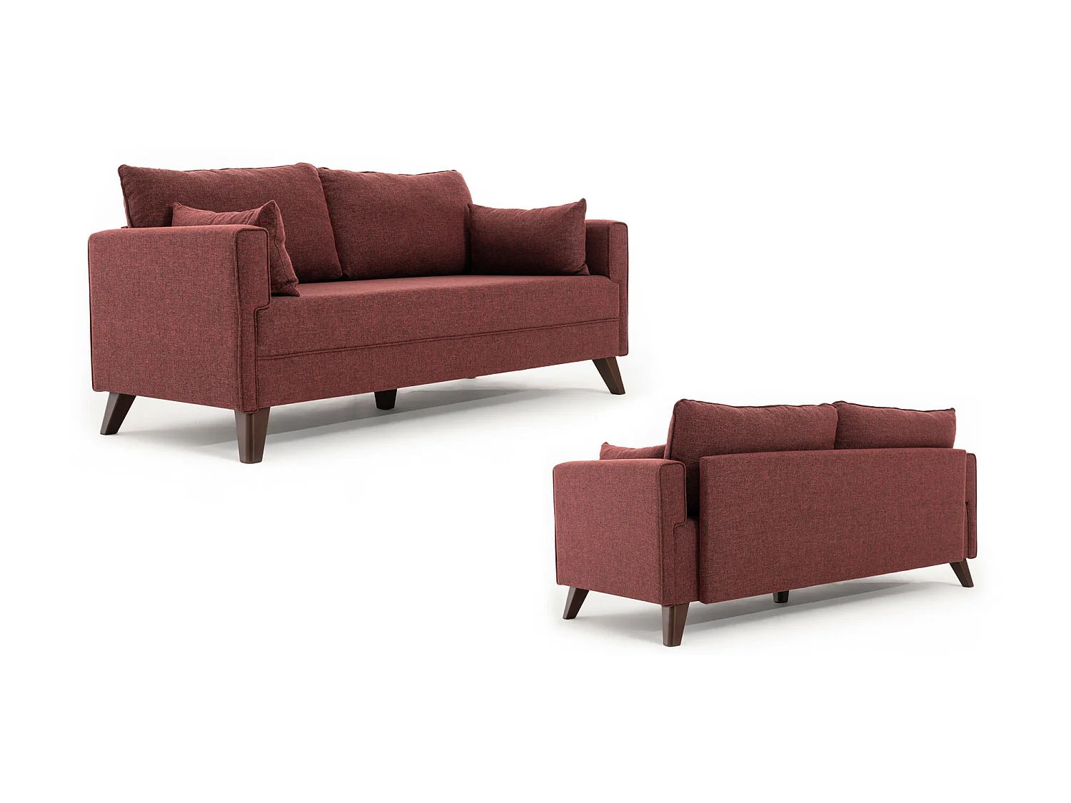 Canapé convertible 3 places tissu bordeaux Kandy 208cm