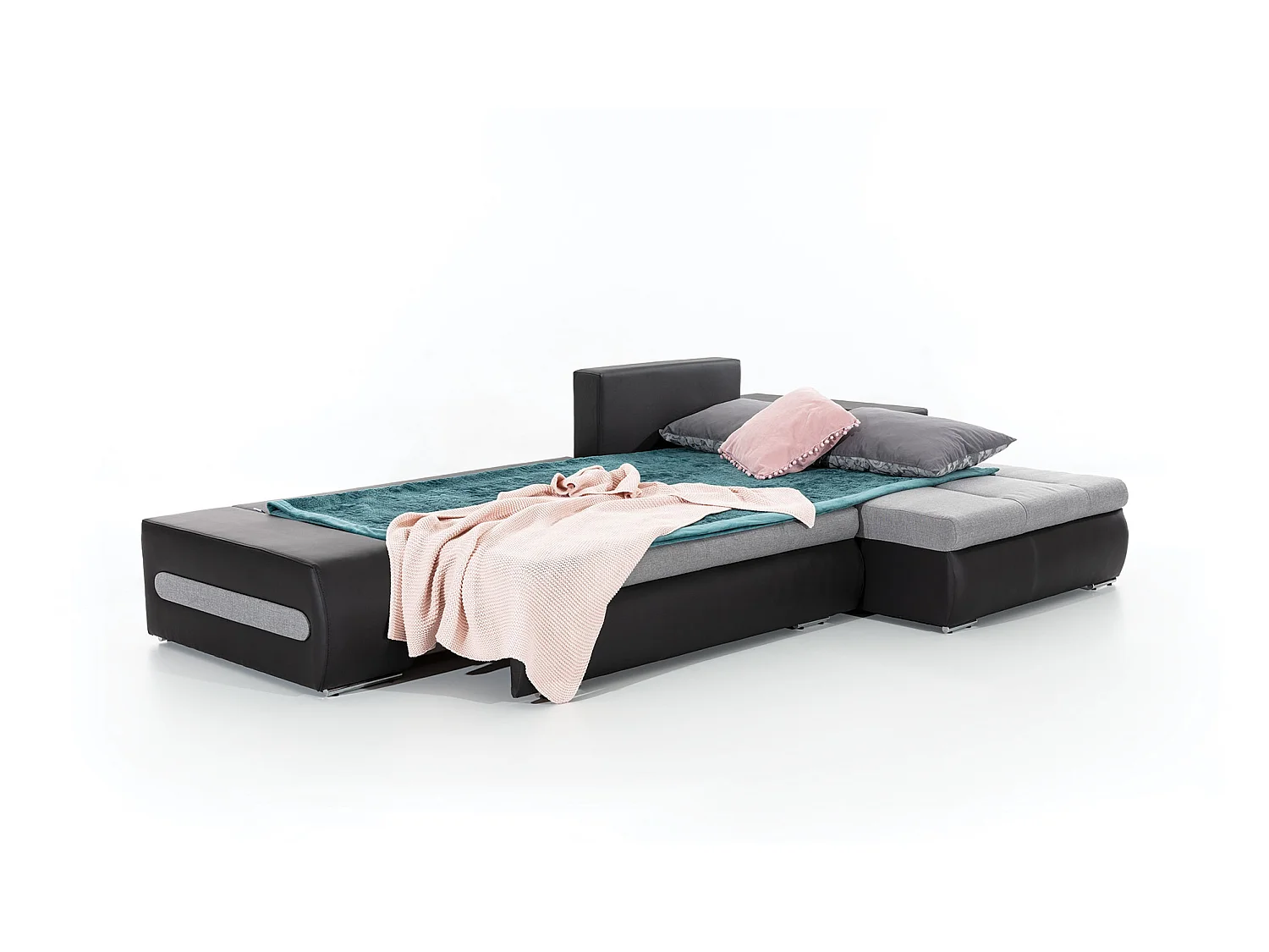 Canapé d'angle droit convertible simili cuir blanc Waker 275cm