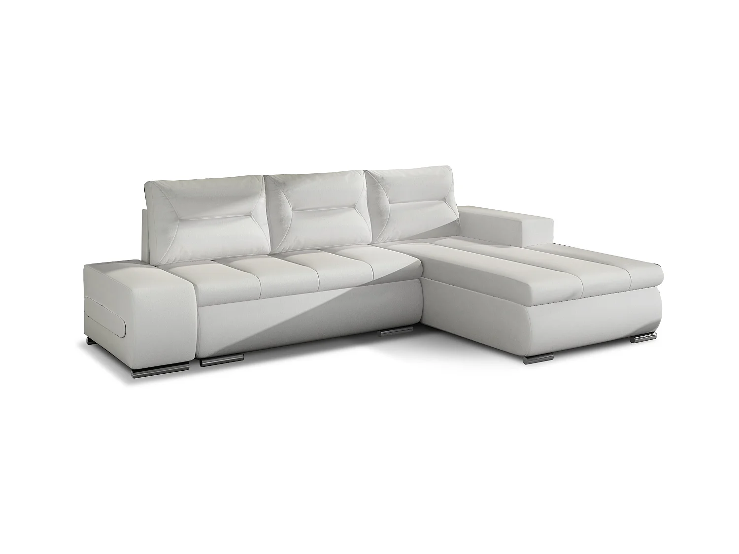 Canapé d'angle droit convertible simili cuir blanc Waker 275cm