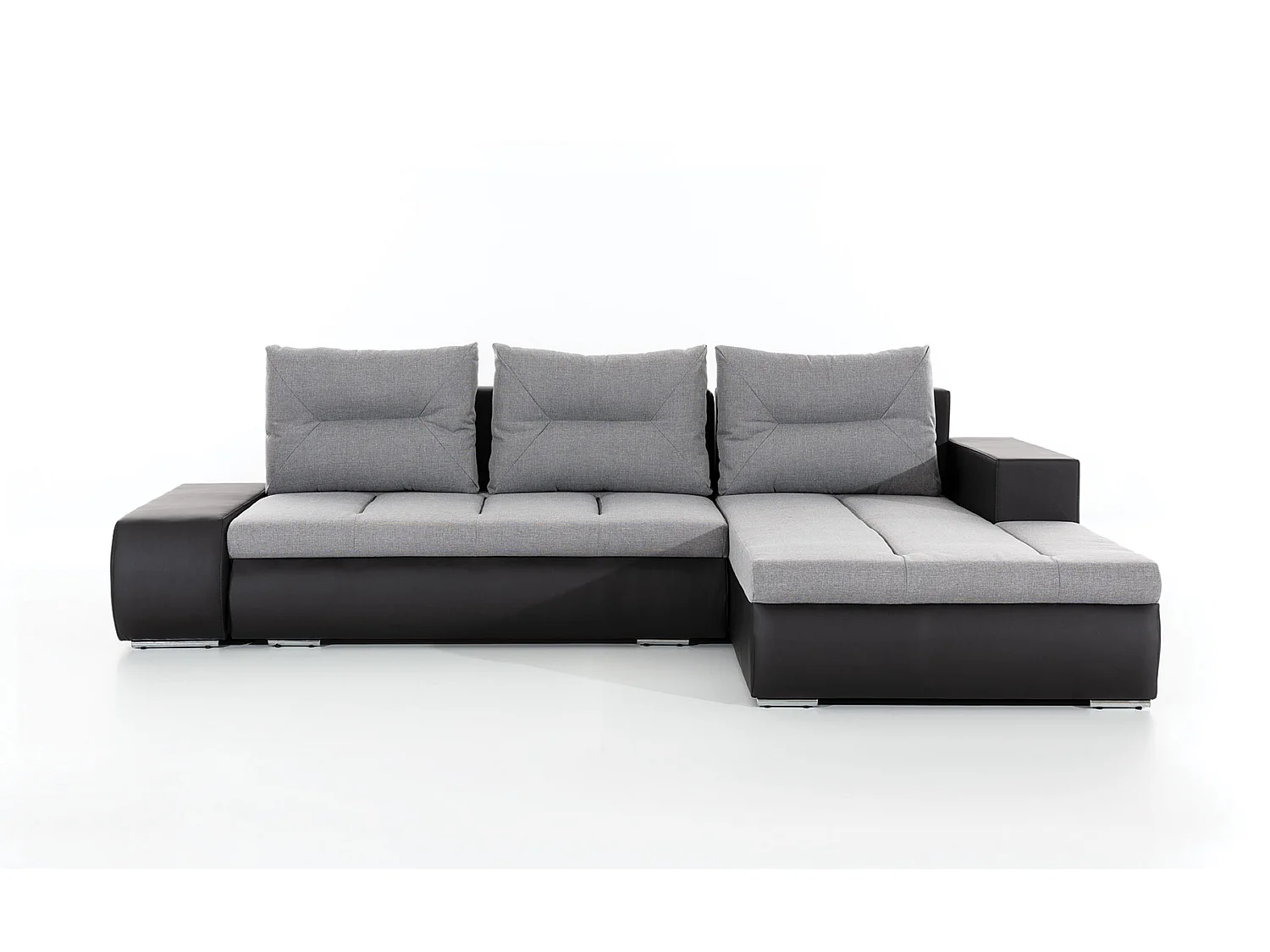 Canapé d'angle droit convertible simili cuir blanc Waker 275cm