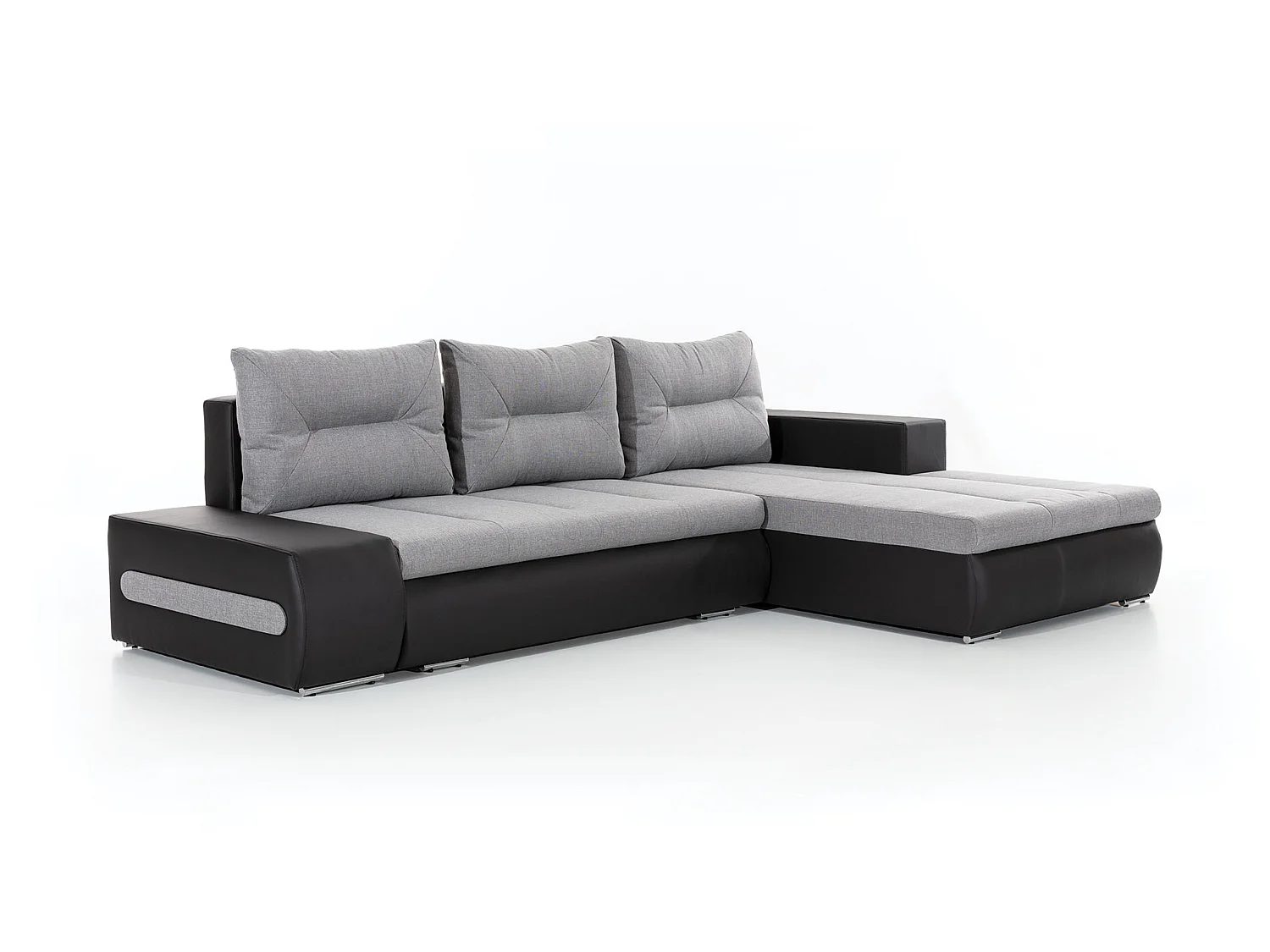 Canapé d'angle droit convertible simili cuir blanc Waker 275cm