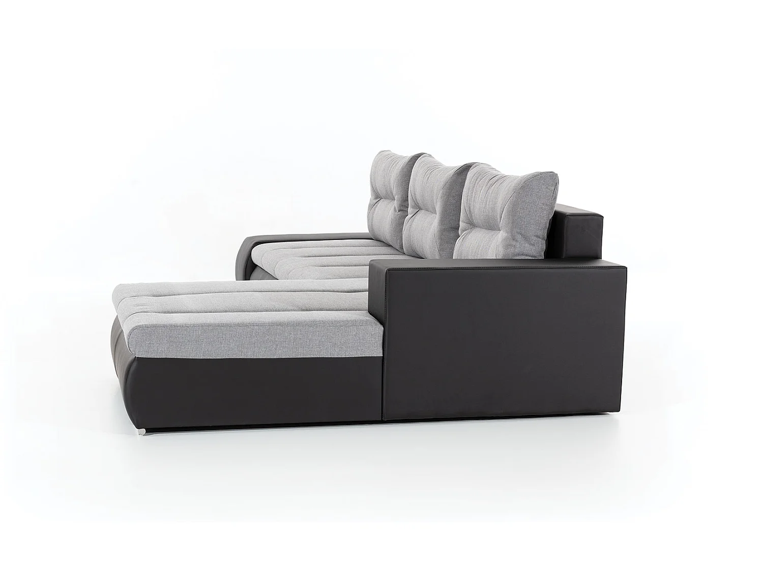 Canapé d'angle droit convertible simili cuir blanc Waker 275cm