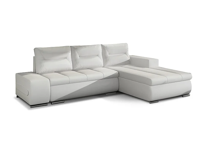 Canapé d'angle droit convertible simili cuir blanc Waker 275cm