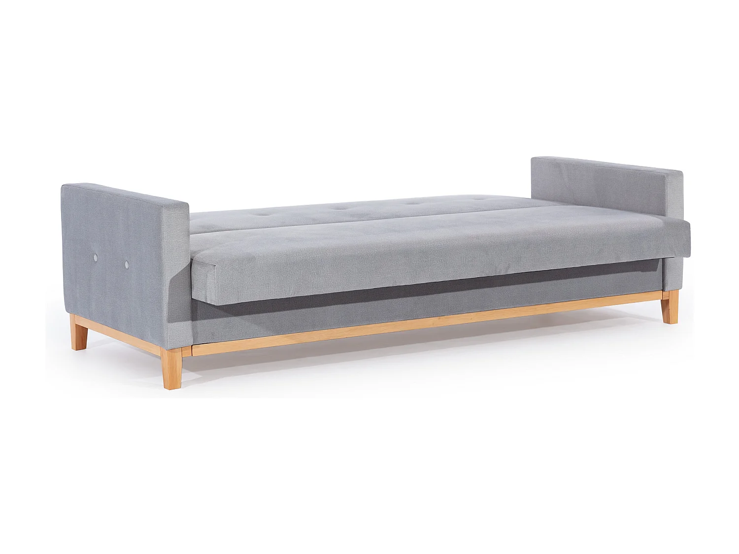 Canapé lit 3 places velours moutarde et pieds en bois de hêtre Saline 216cm