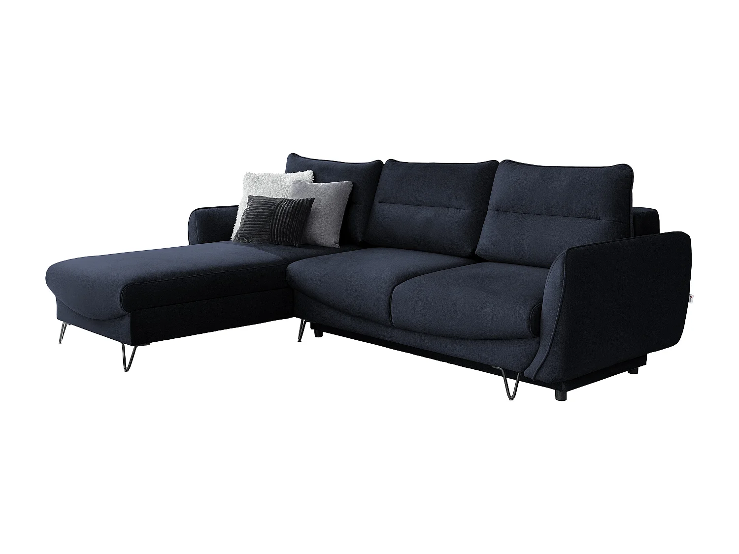 Canapé d'angle gauche convertible velours bleu marine Zurik 276cm