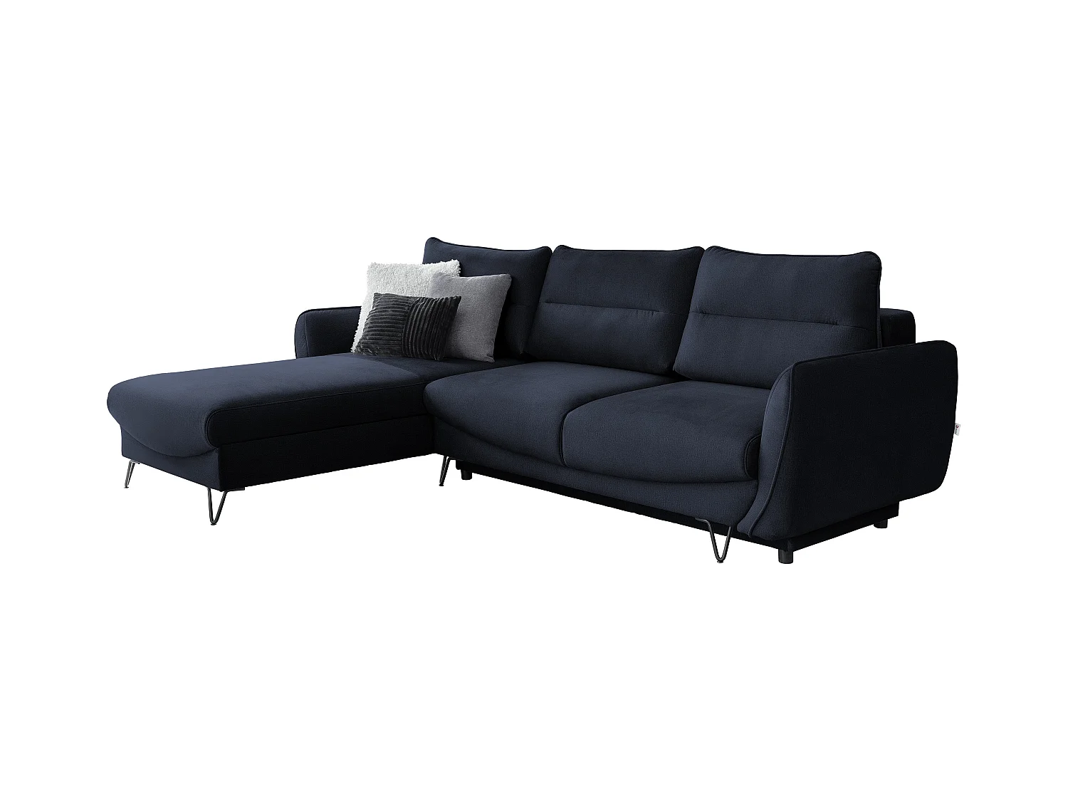 Zurik marineblauw fluwelen converteerbare hoekbank links 276 cm