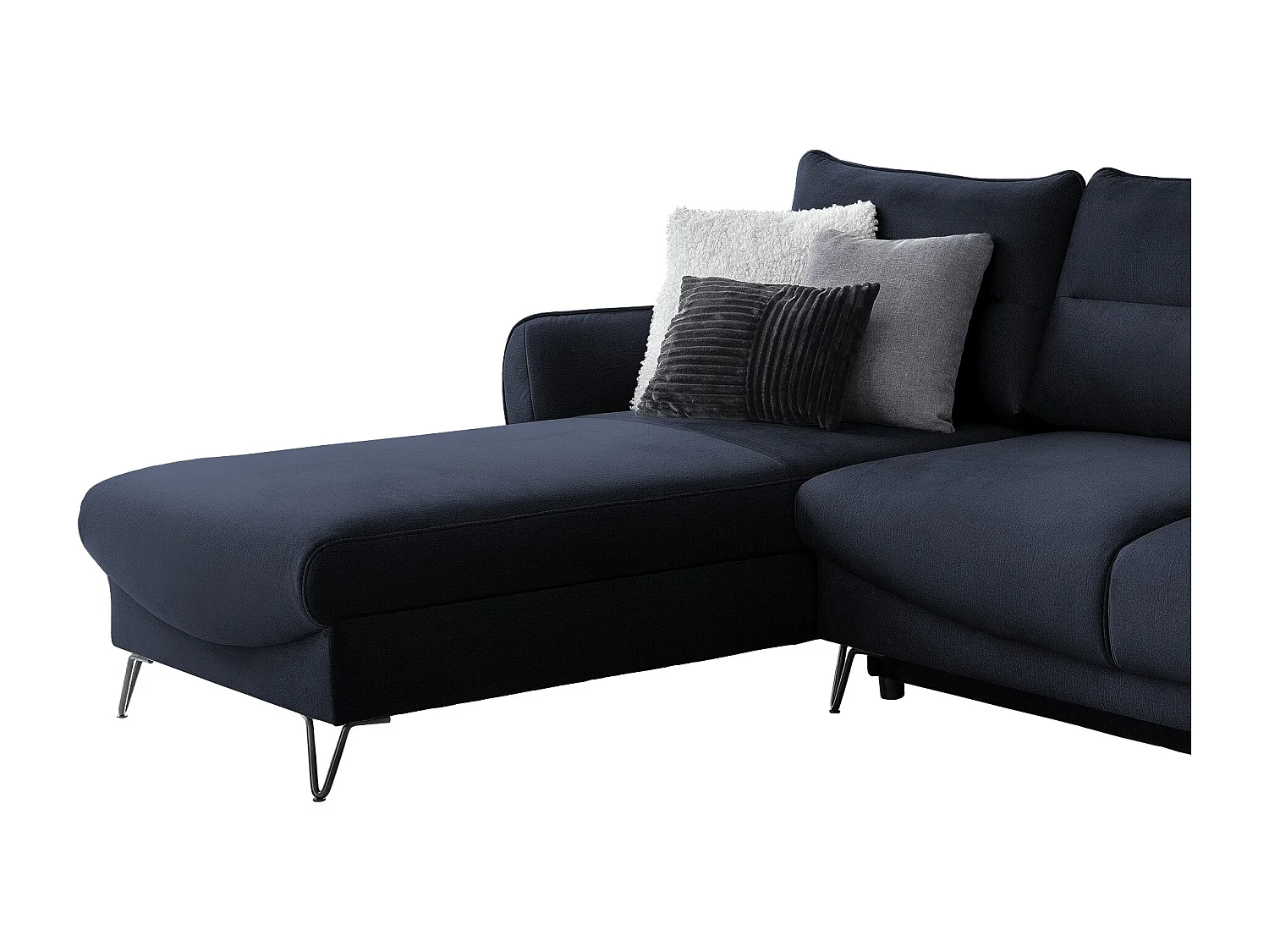 Canapé d'angle gauche convertible velours bleu marine Zurik 276cm