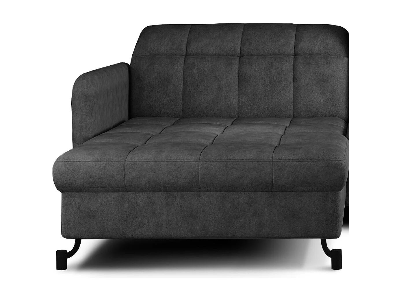 Hoekbank links met verstelbare hoofdsteunen Lory antraciet gewatteerde stof 225 cm