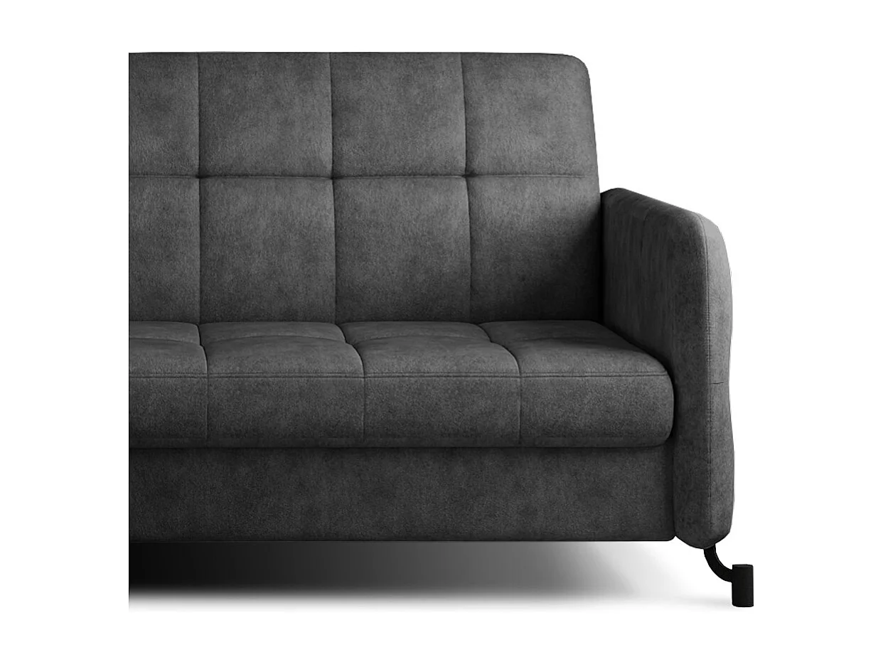 Hoekbank links met verstelbare hoofdsteunen Lory antraciet gewatteerde stof 225 cm