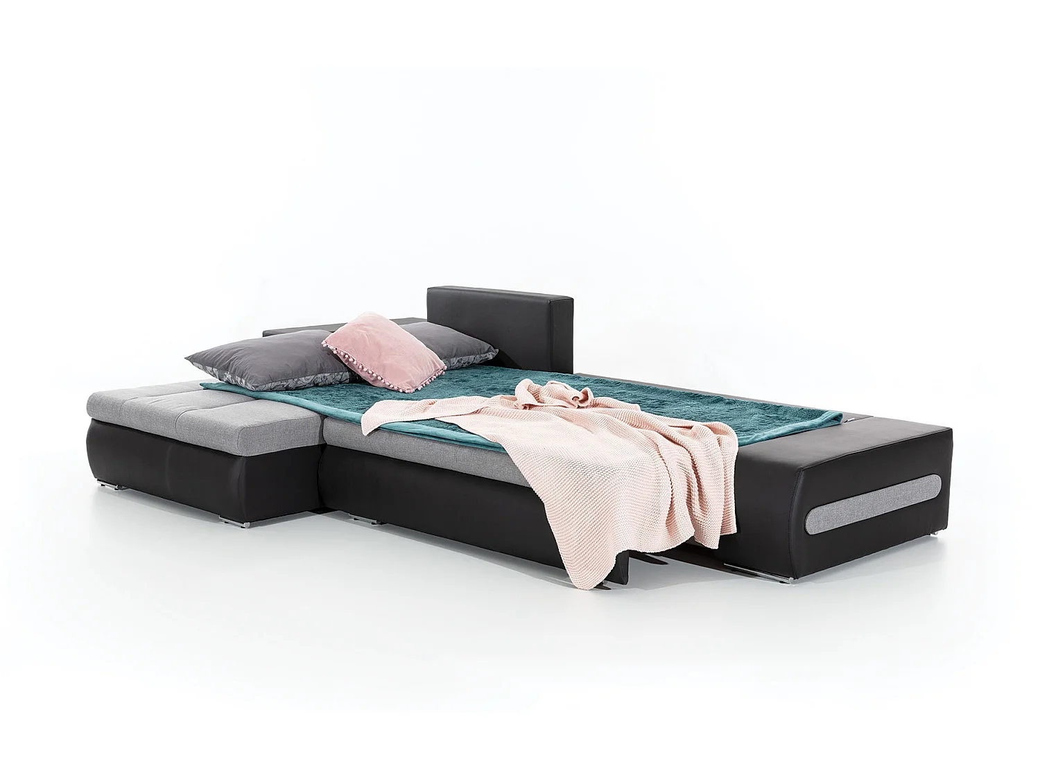 Canapé d'angle gauche convertible simili cuir blanc Waker 275cm