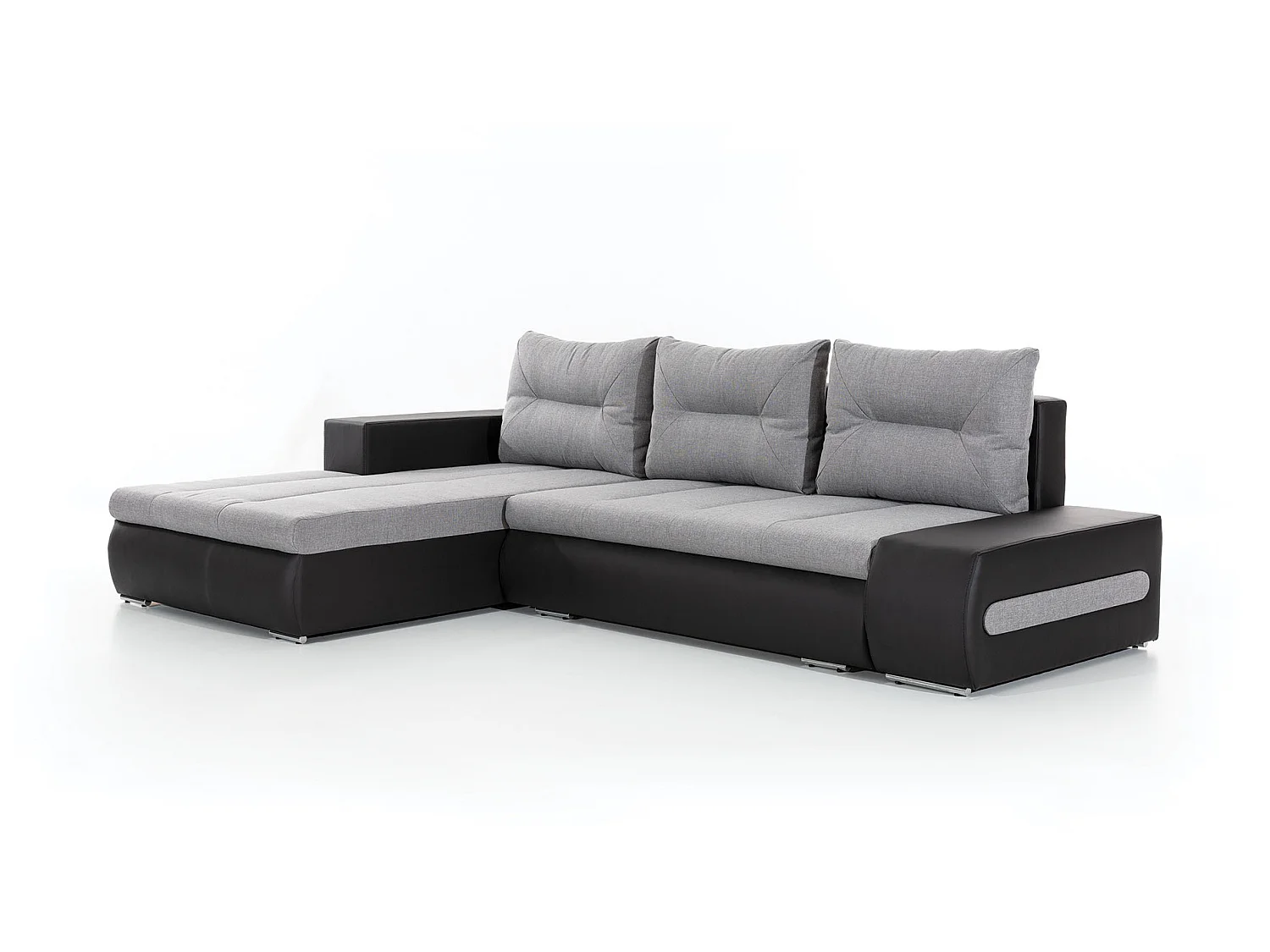 Canapé d'angle gauche convertible simili cuir blanc Waker 275cm