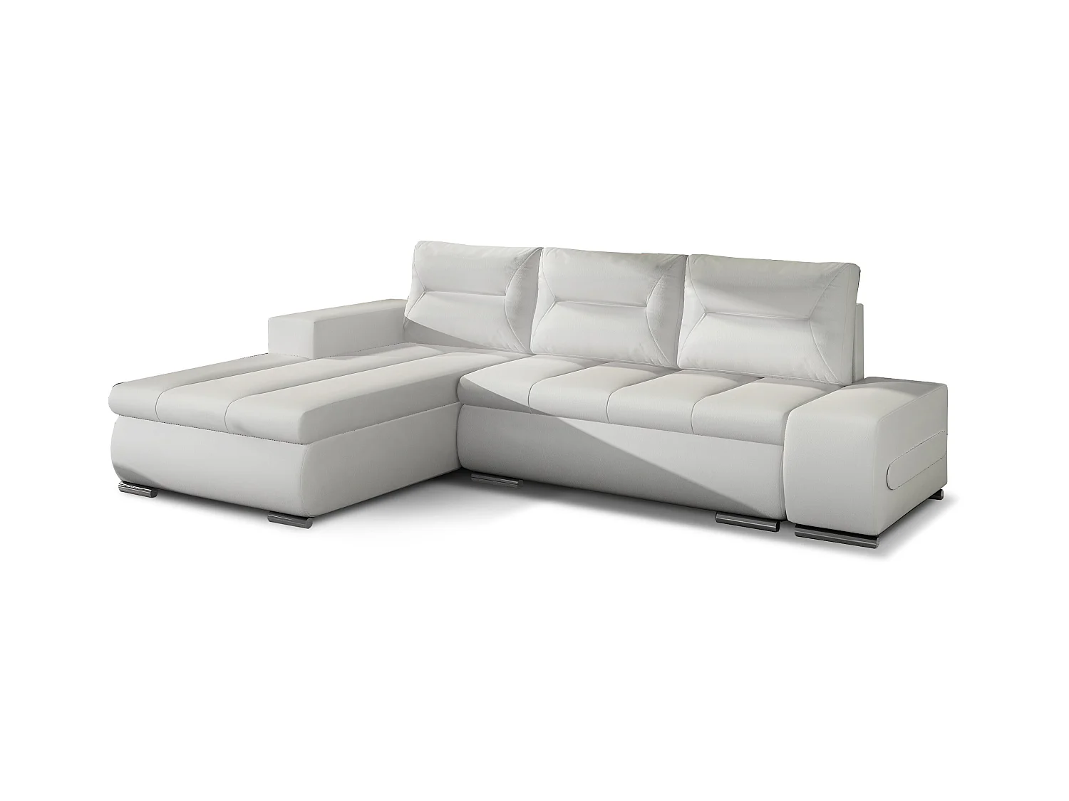 Canapé d'angle gauche convertible simili cuir blanc Waker 275cm