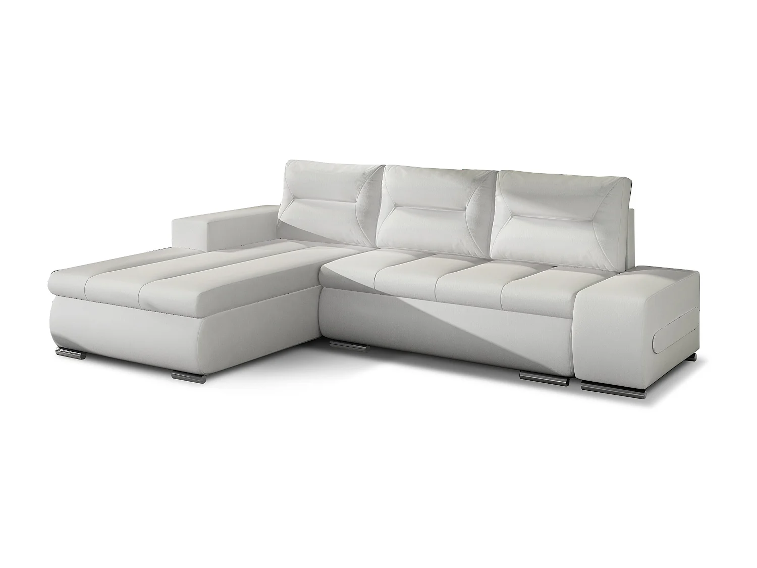 Canapé d'angle gauche convertible simili cuir blanc Waker 275cm