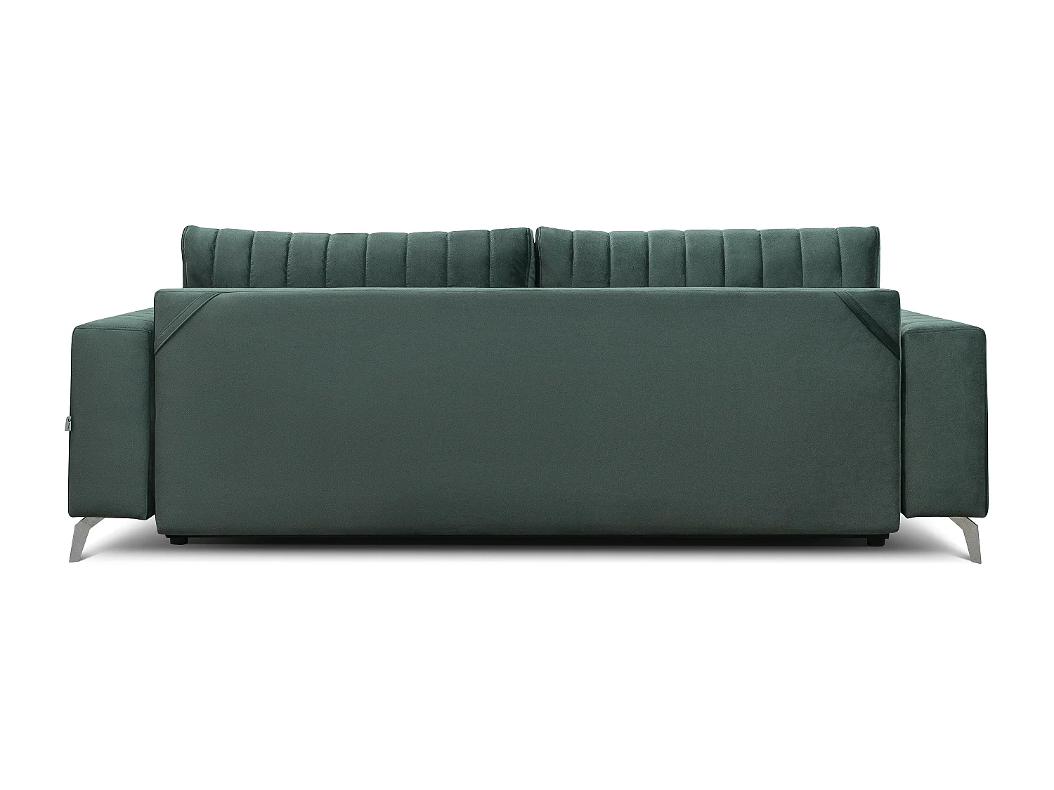 Canapé convertible design 3-4 places velours jaune moutarde et pieds acier chromé Eliza 250cm