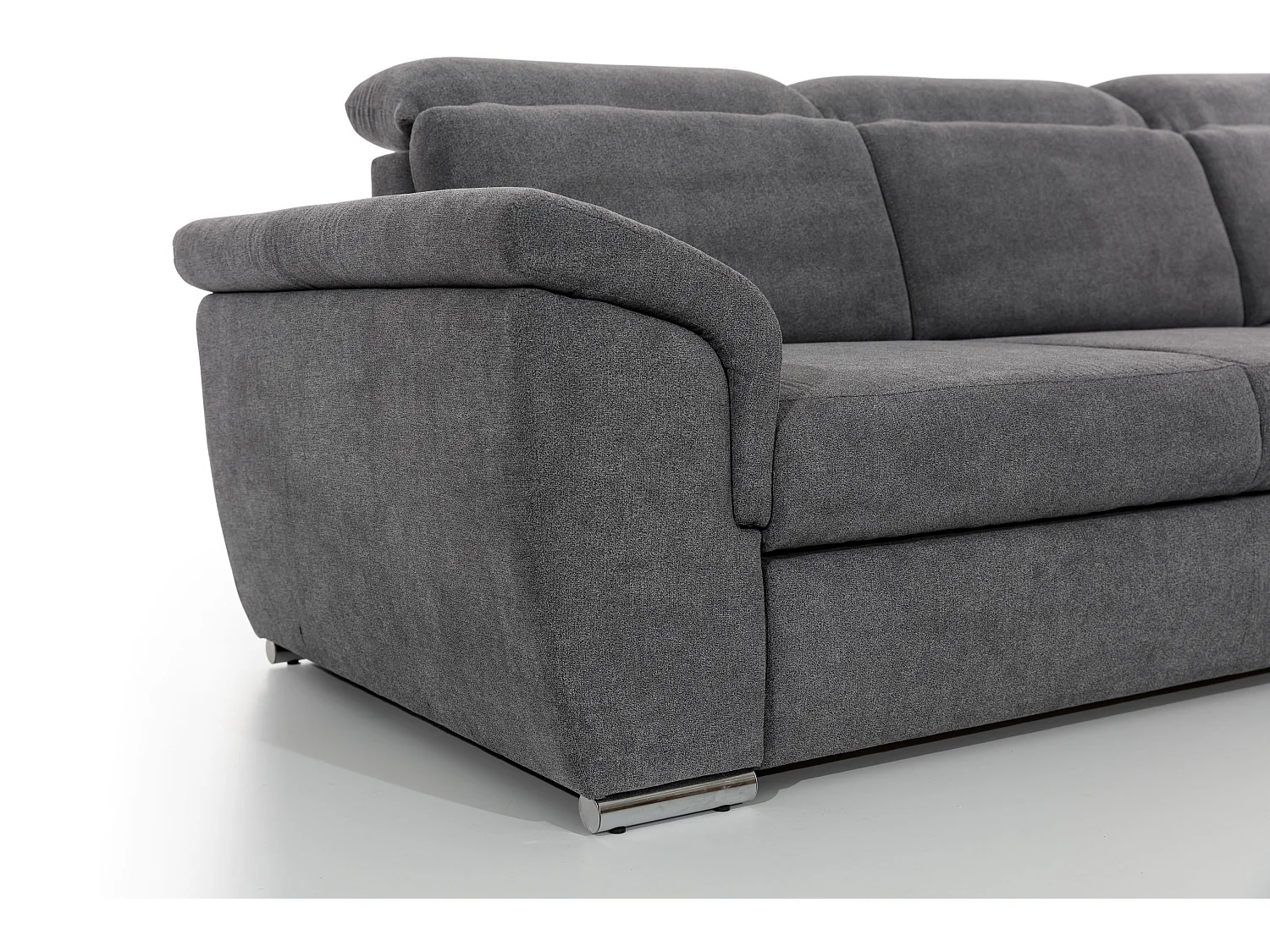 Canapé convertible d&#039;angle gauche velours marron têtières réglables Suzy 272cm