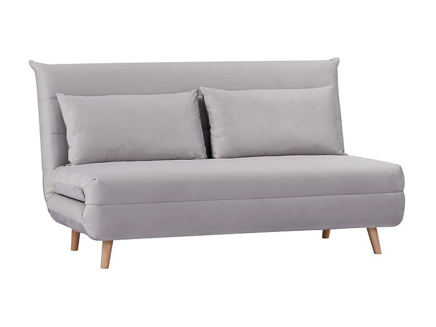 Banquette lit convertible 2 places velours Kikou 147cm-Couleur Gris clair