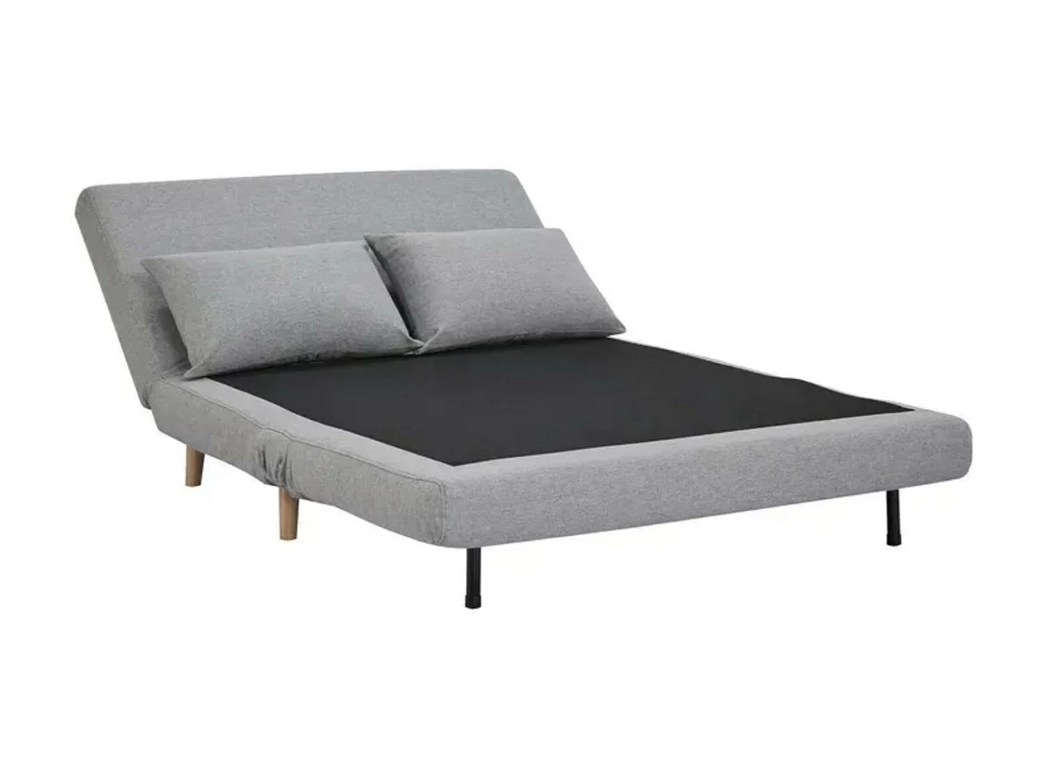 Banquette lit convertible 2 places velours Kikou 147cm-Couleur Gris clair