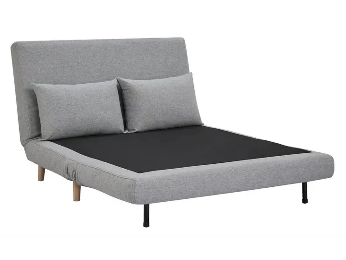 Banquette lit convertible 2 places velours Kikou 147cm-Couleur Gris clair