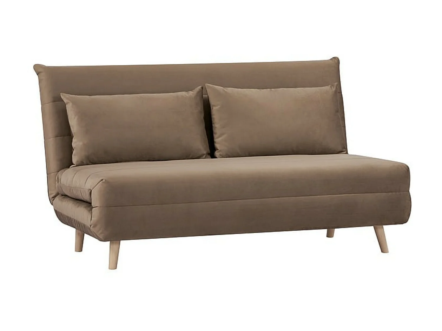 Banquette lit convertible 2 places velours Kikou 147cm-Couleur Gris clair