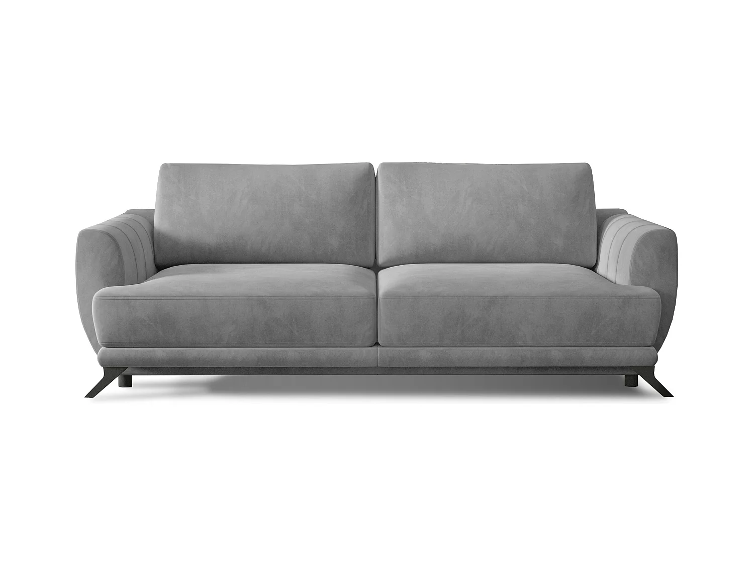 Canapé convertible 3-4 places velours gris et pieds métal noir Zora 250cm