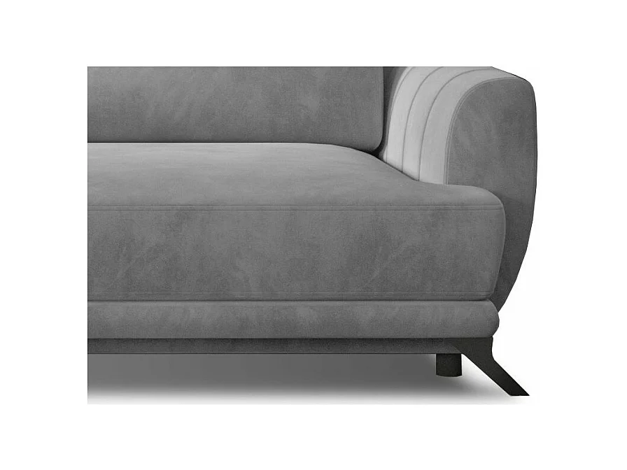 Canapé convertible 3-4 places velours gris et pieds métal noir Zora 250cm
