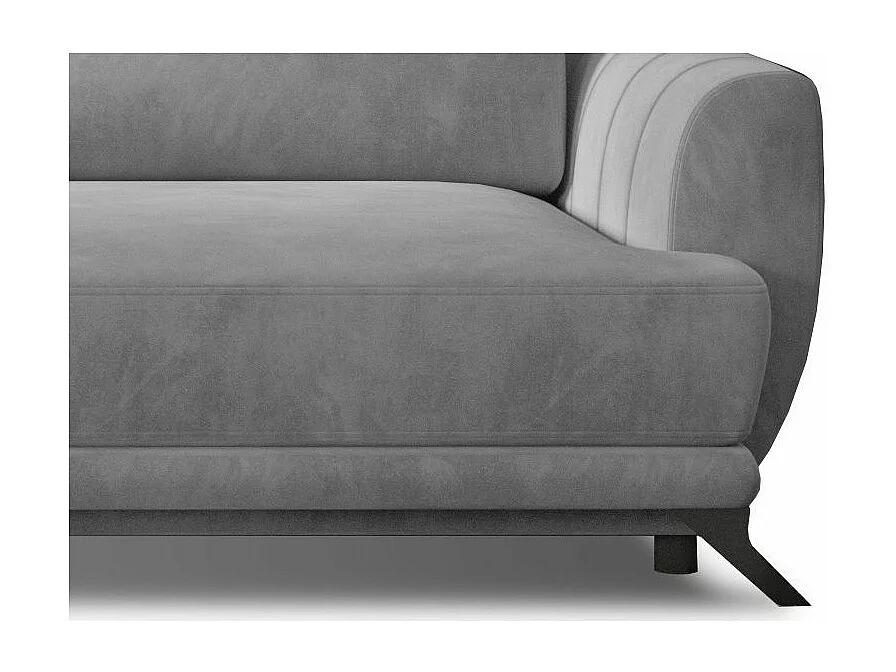 Canapé convertible 3-4 places velours gris et pieds métal noir Zora 250cm