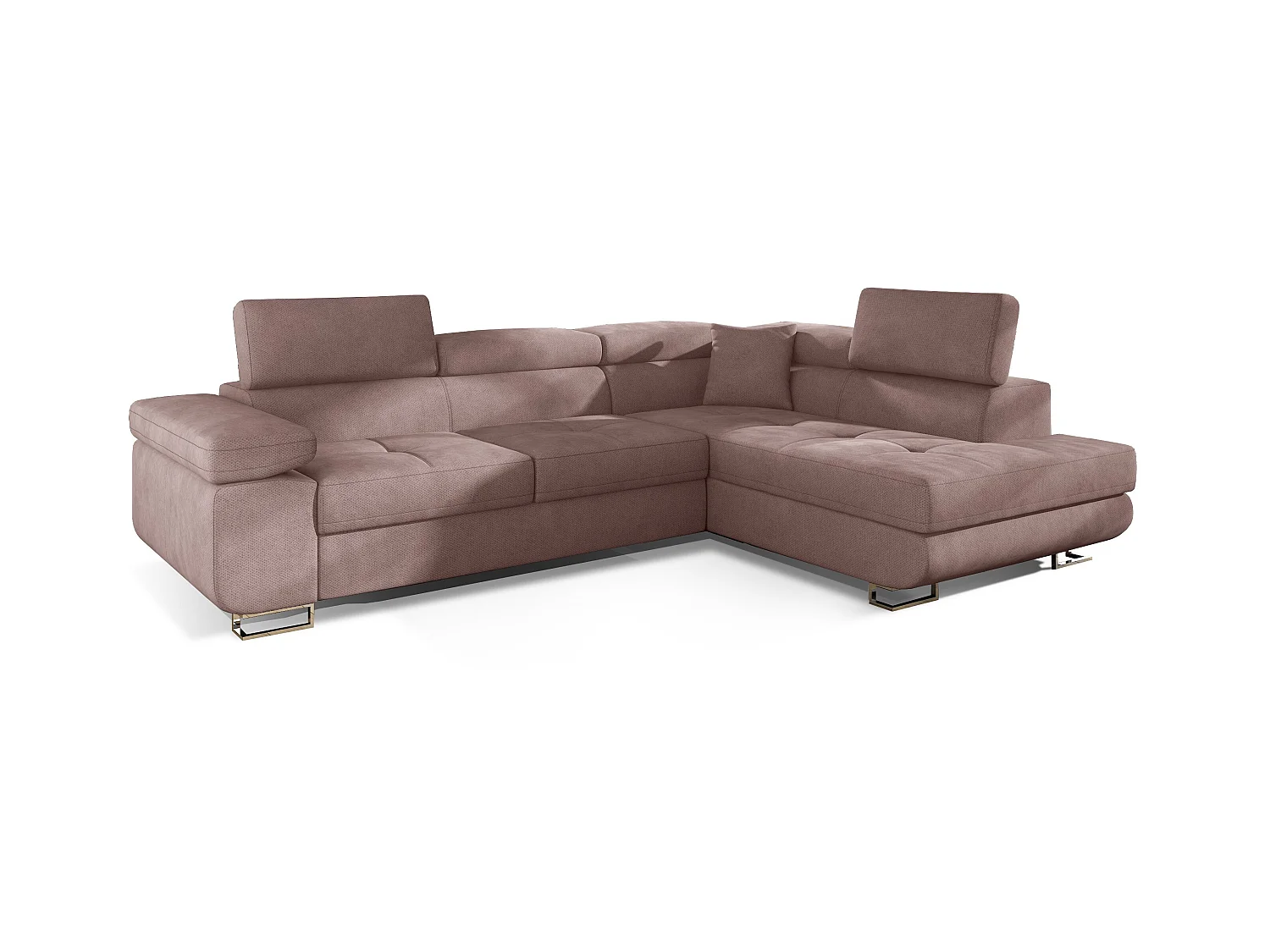 Canapé d'angle droit convertible tissu rose clair Marka 275cm