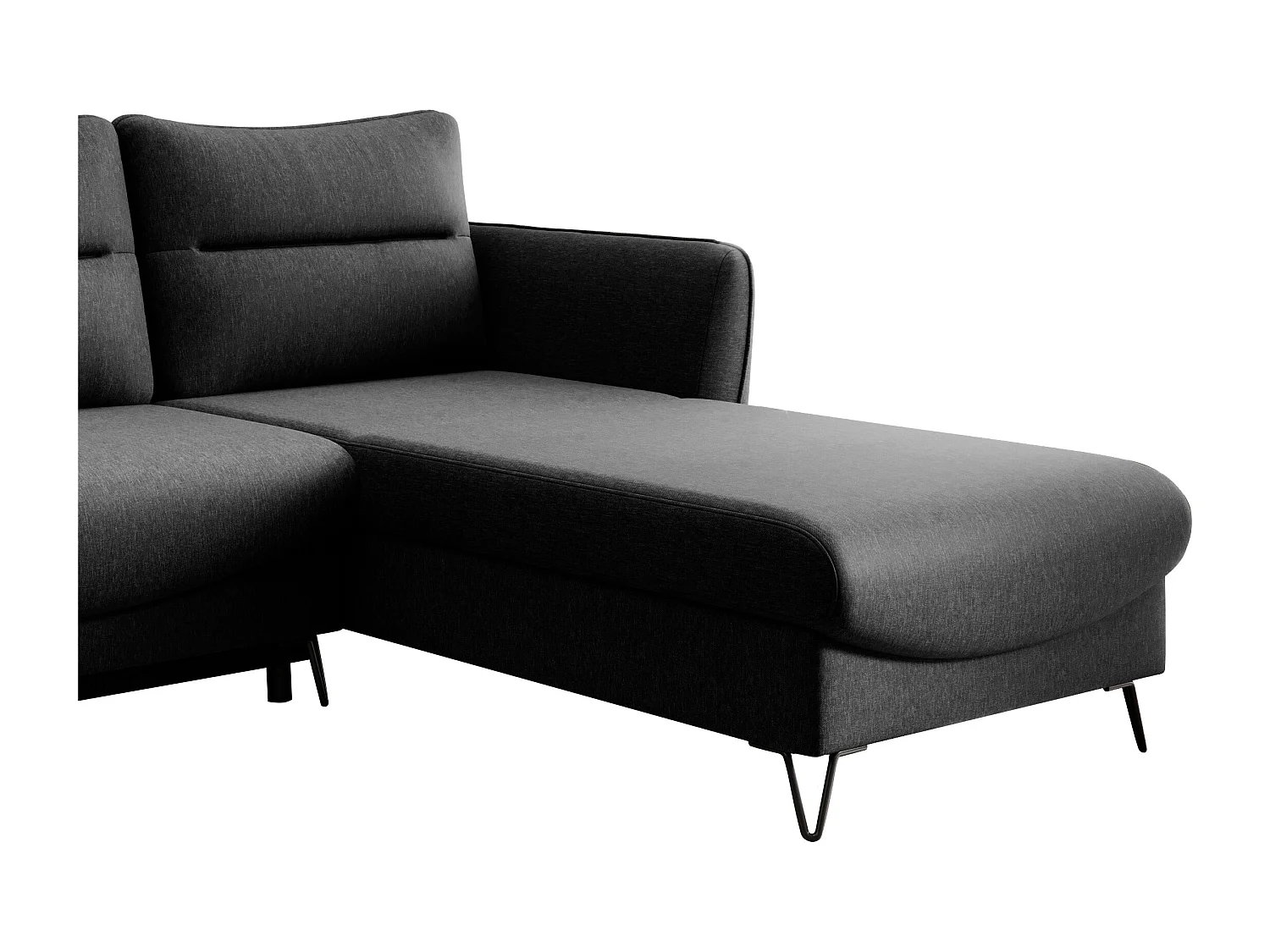 Canapé d'angle droit convertible tissu noir Zurik 276cm