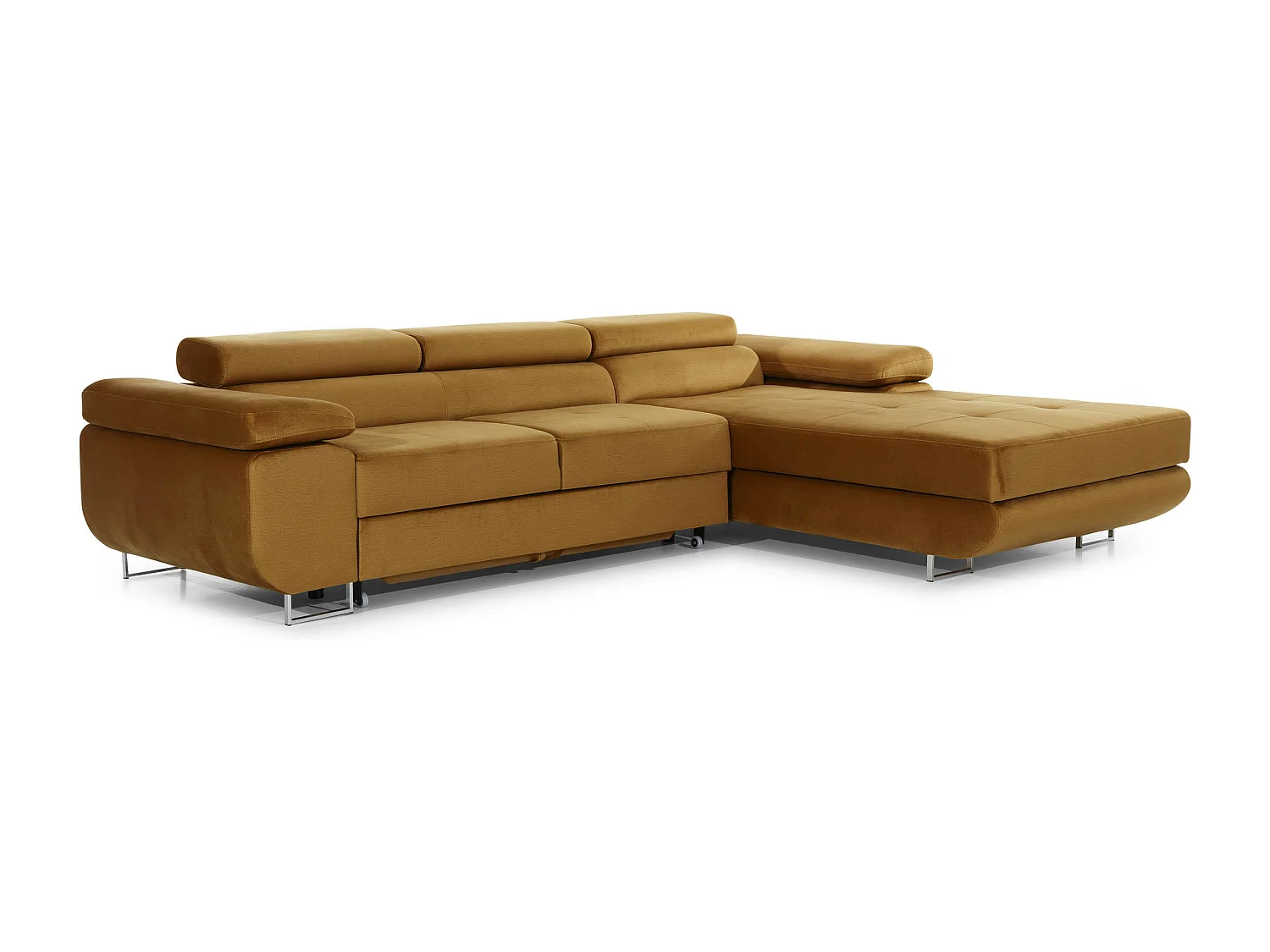 Canapé convertible d'angle droit tissu noir avec rangement Wile 280cm