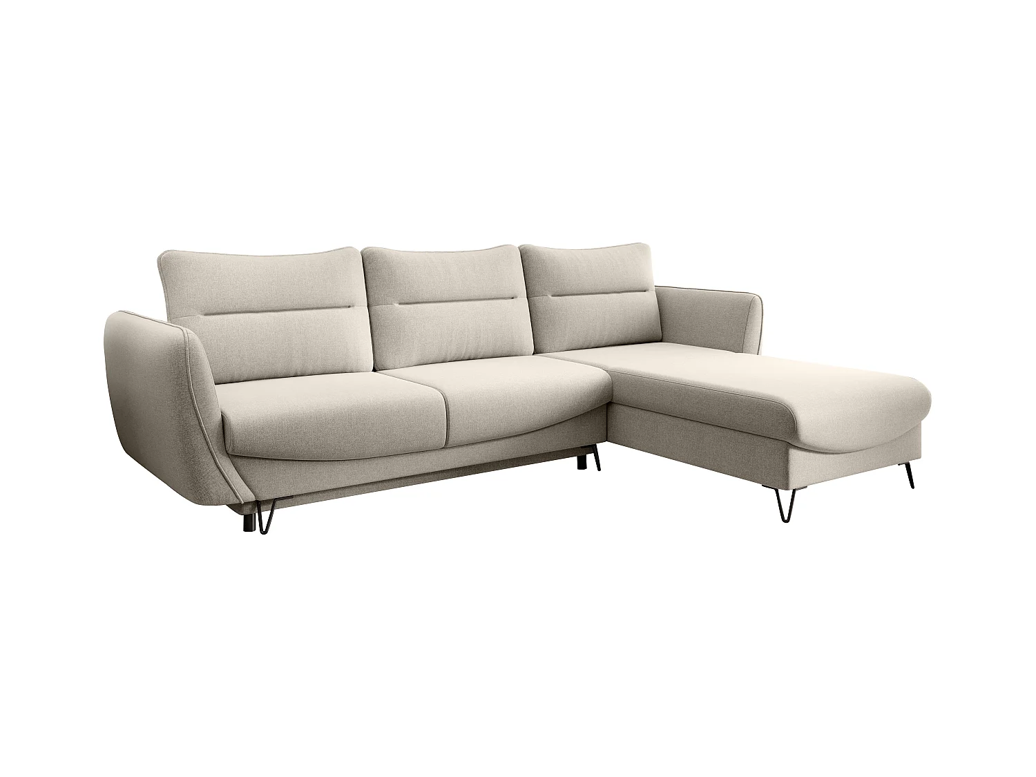 Canapé d'angle droit convertible tissu crème Zurik 276cm