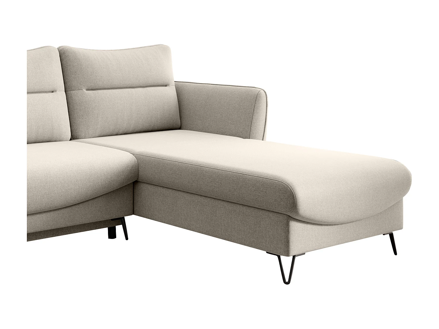 Zurik crèmekleurige stoffen hoekbank rechts 276 cm