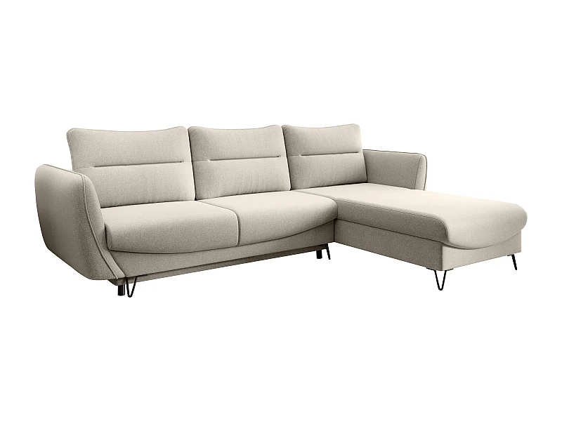 Canapé d'angle droit convertible tissu crème Zurik 276cm