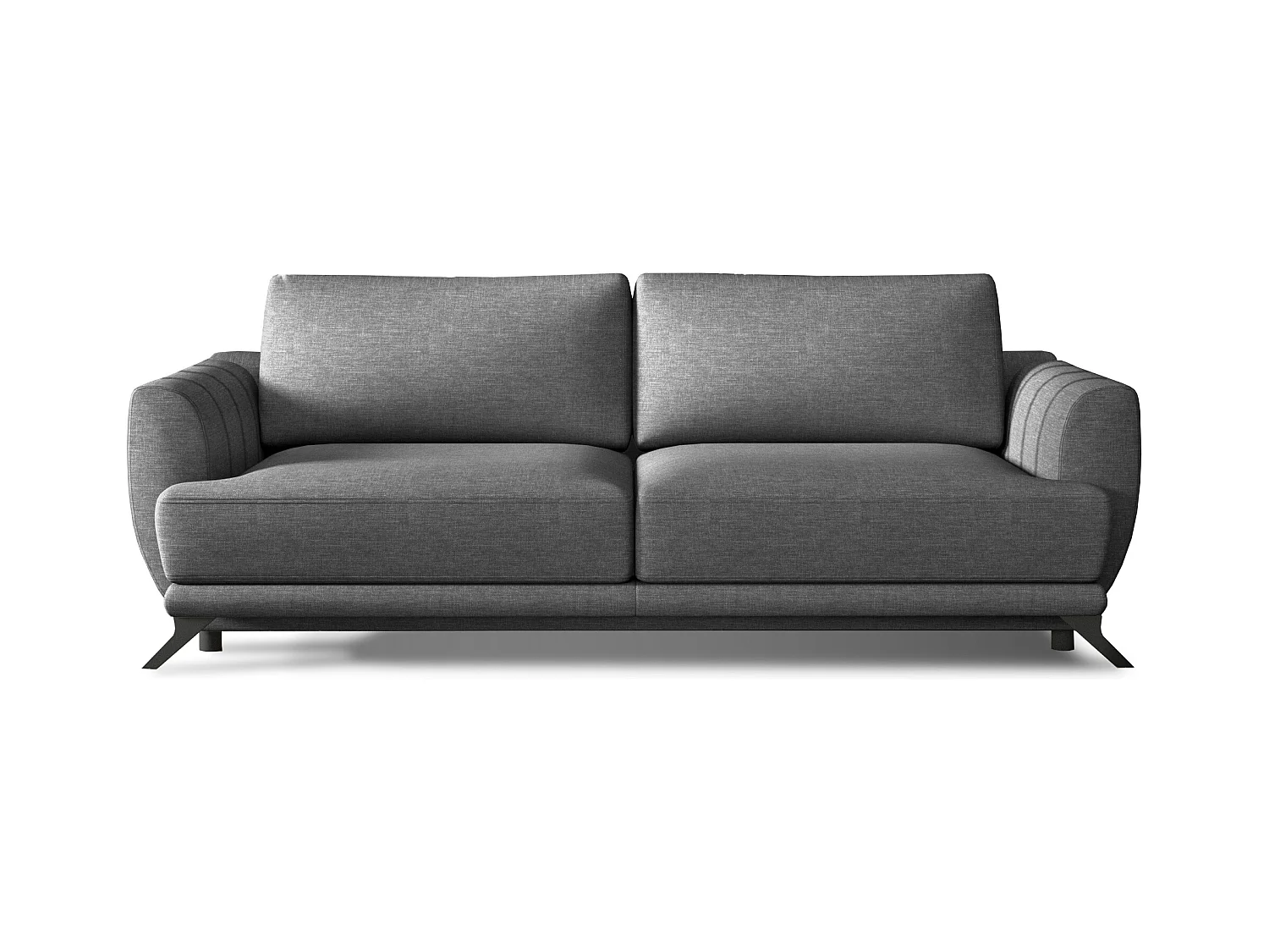 Canapé convertible 3-4 places tissu gris foncé et pieds métal noir Zora 250cm