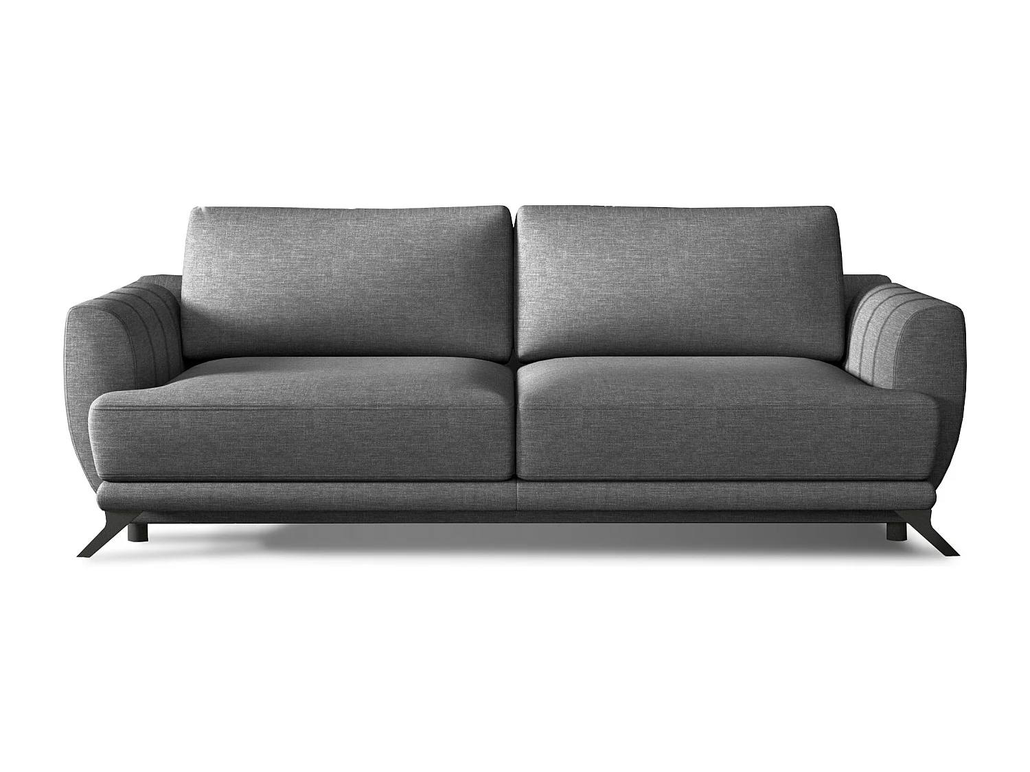 Canapé convertible 3-4 places tissu gris foncé et pieds métal noir Zora 250cm