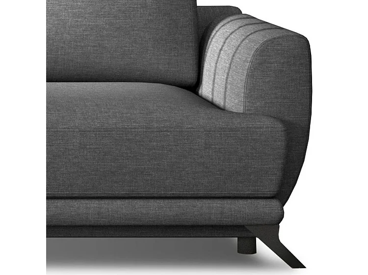 Canapé convertible 3-4 places tissu gris foncé et pieds métal noir Zora 250cm