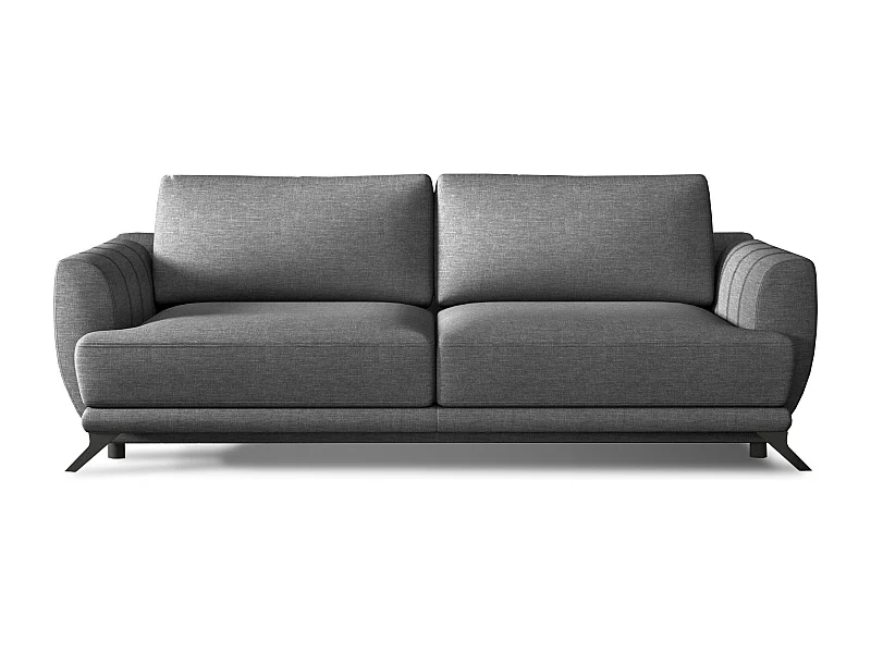 Canapé convertible 3-4 places tissu gris foncé et pieds métal noir Zora 250cm