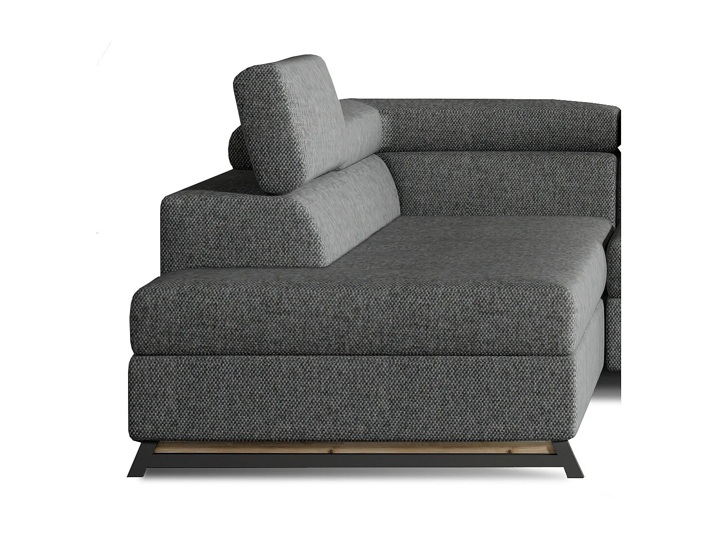 Canapé angle gauche convertible tissu gris foncé chiné avec têtières réglables Nikos 265cm