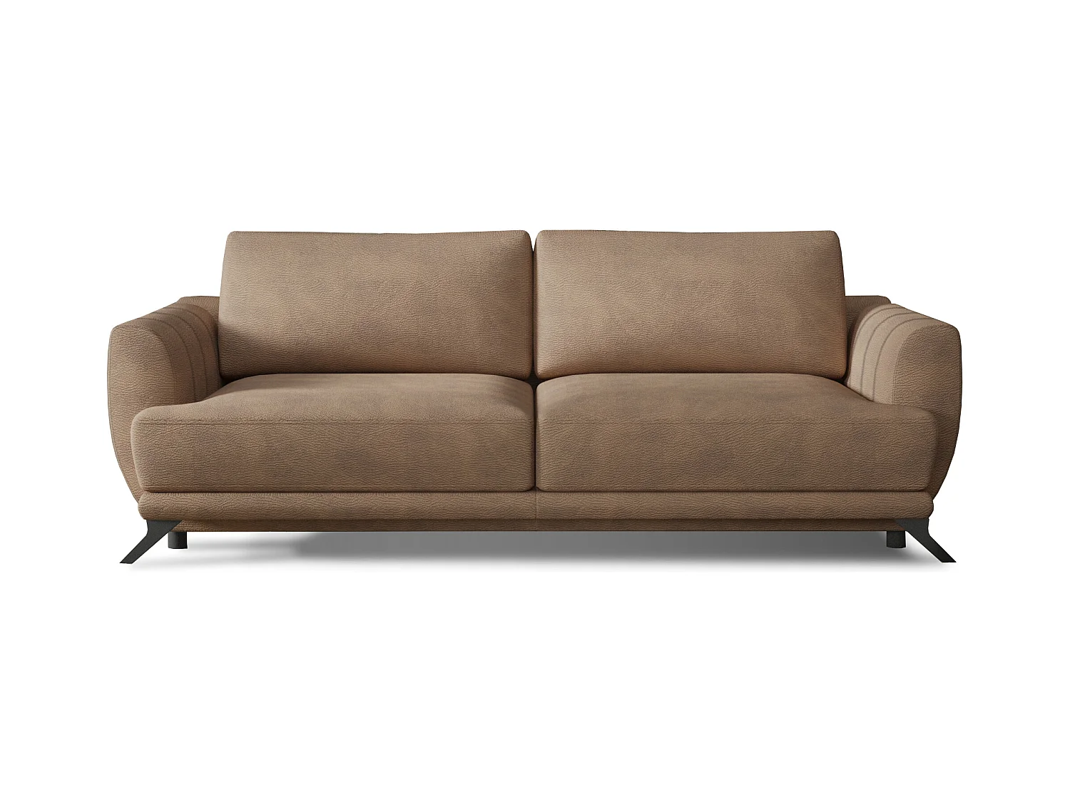 Canapé convertible 3-4 places tissu marron clair et pieds métal noir Zora 250cm