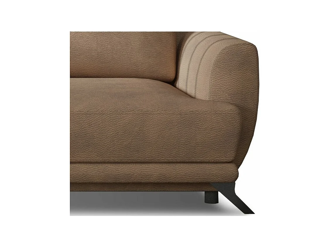 Canapé convertible 3-4 places tissu marron clair et pieds métal noir Zora 250cm