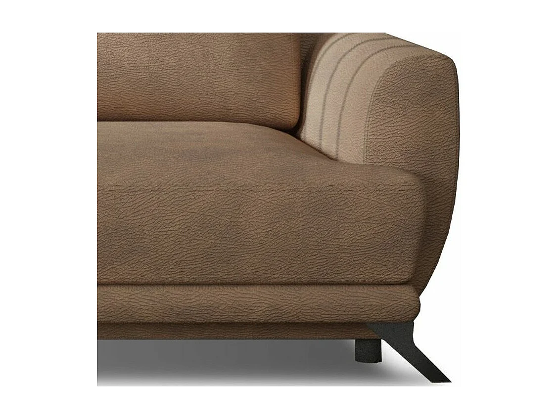 Canapé convertible 3-4 places tissu marron clair et pieds métal noir Zora 250cm