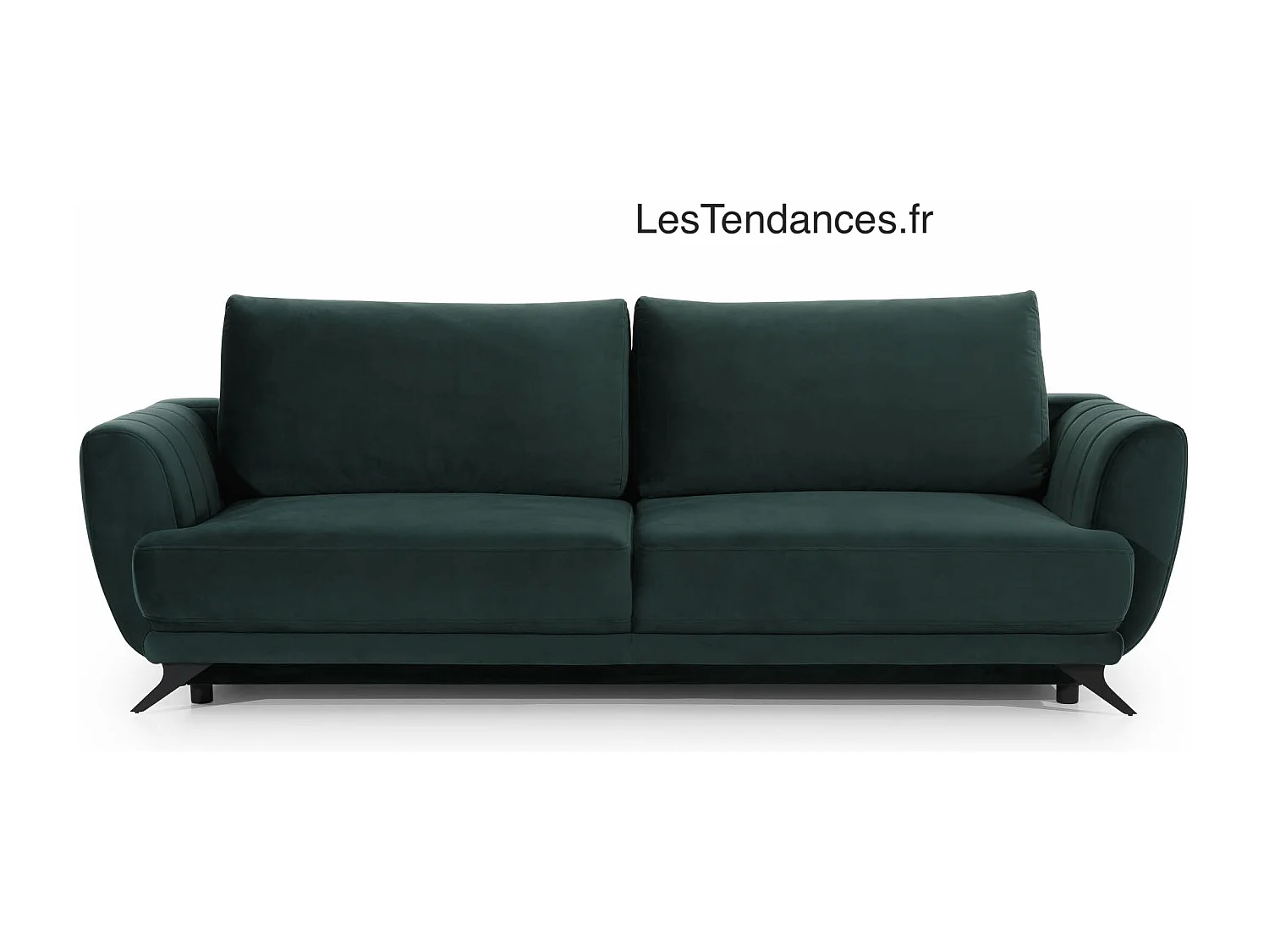 Canapé convertible 3-4 places tissu marron clair et pieds métal noir Zora 250cm