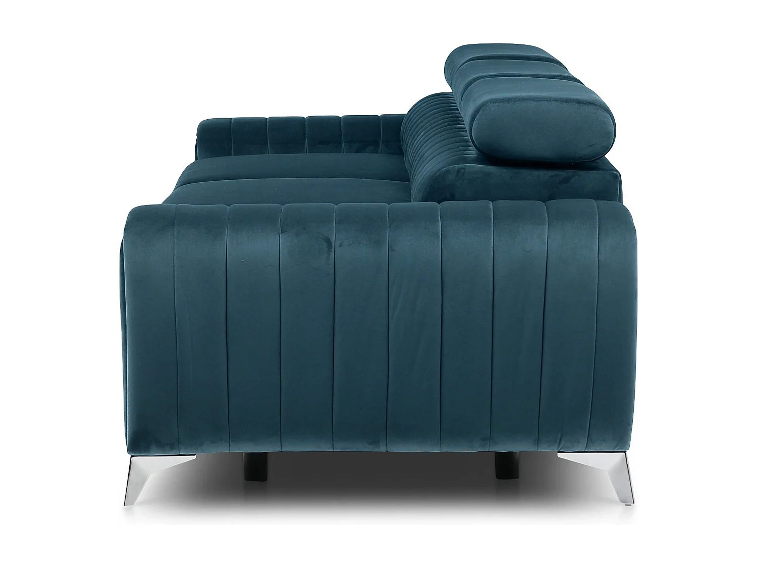 Canapé convertible avec appuis-tête réglables velours bleu Lozan 261cm