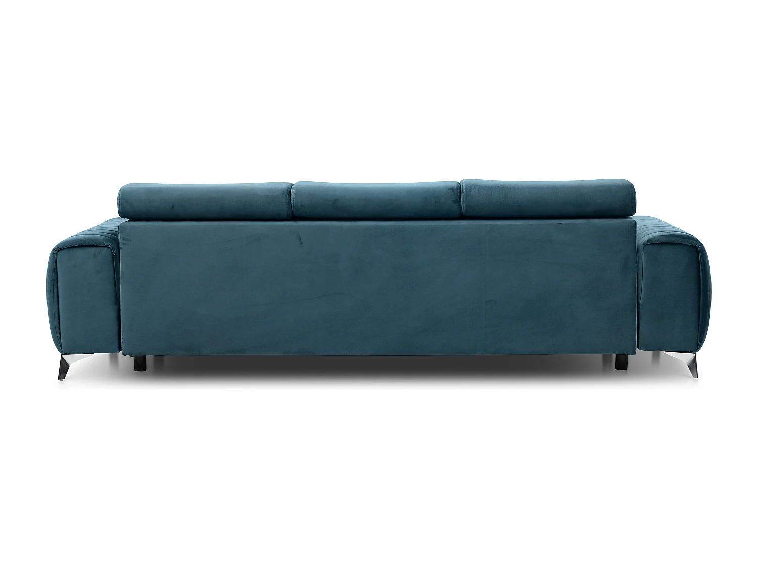 Canapé convertible avec appuis-tête réglables velours bleu Lozan 261cm