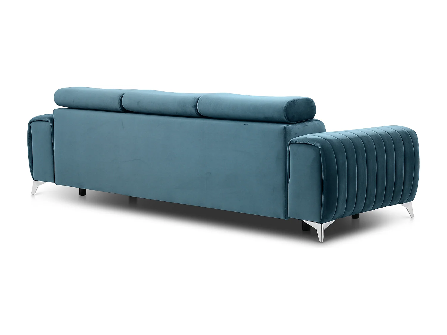 Canapé convertible avec appuis-tête réglables velours bleu Lozan 261cm