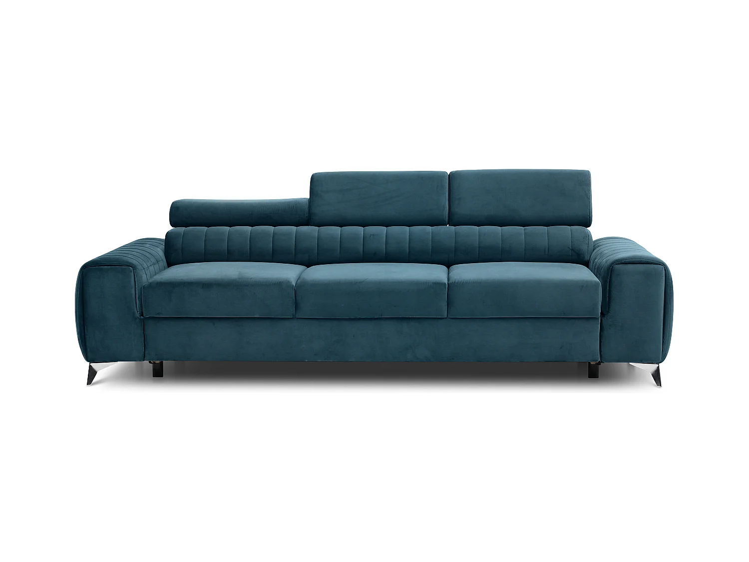 Canapé convertible avec appuis-tête réglables velours bleu Lozan 261cm