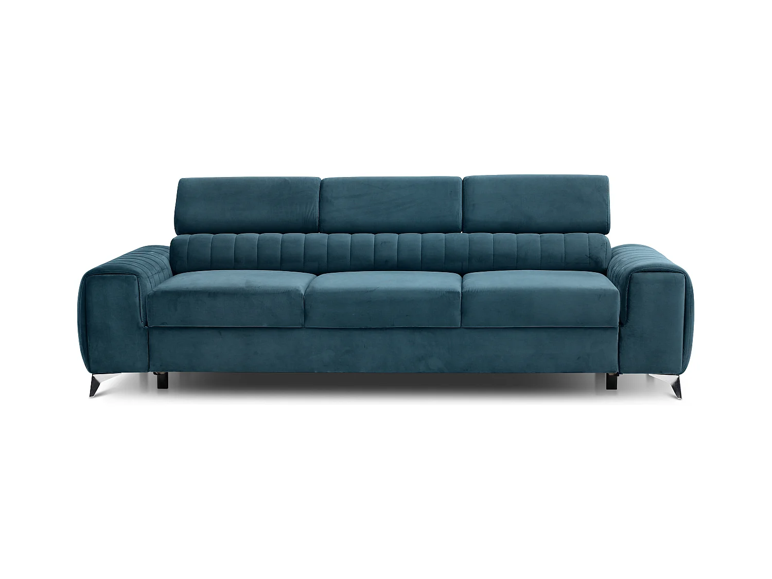 Canapé convertible avec appuis-tête réglables velours bleu Lozan 261cm